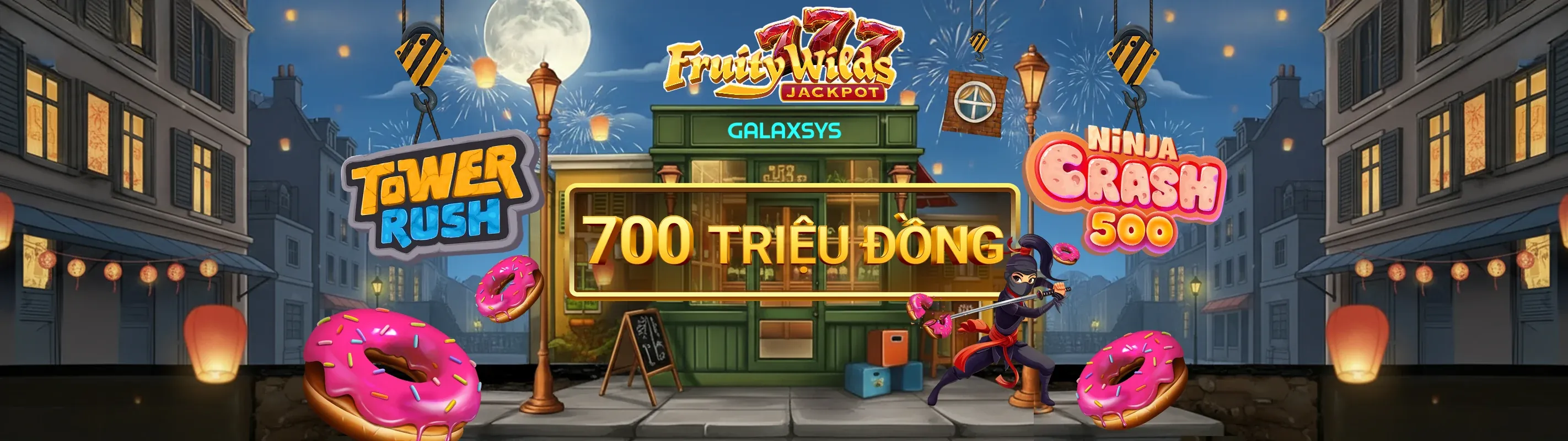 Hình ảnh chính của trang, thể hiện các chương trình khuyến mãi hấp dẫn của Vin77 Nổ Hũ